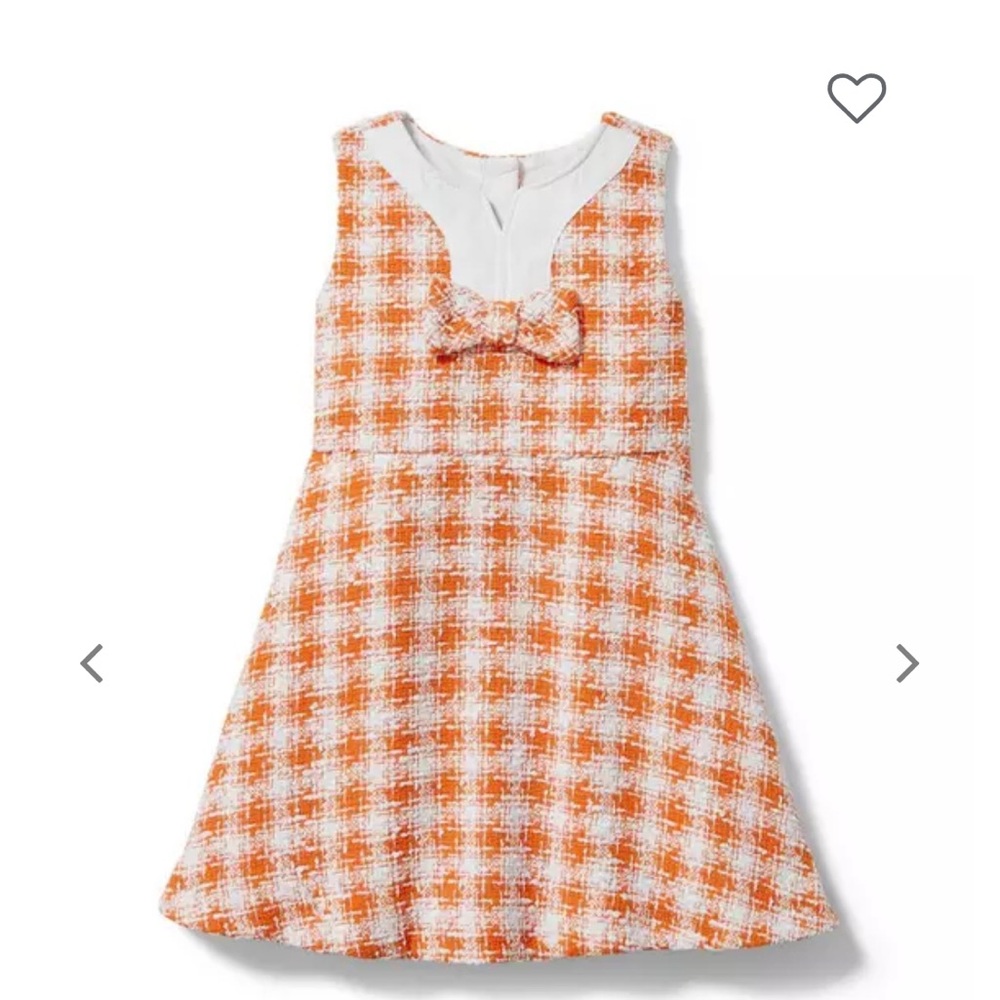 Janie and jack Orange and White Plaid Dress with Bow 6t